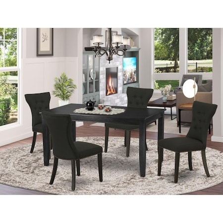 East West Furniture 5 Piece Dudley Dinette Set - Black DUGA5-BLK-24
